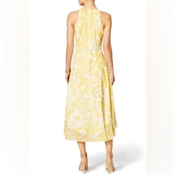 Badgley Mischka  Yellow Paradiso Dress Size 4 Beaded Attatched Belt - Picture 2 of 16